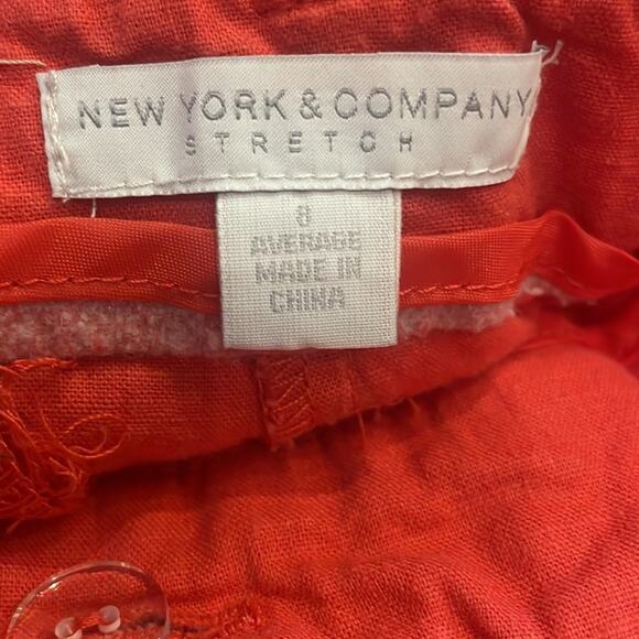New York & Company Coral Linen Blend Capri - Size 8 - Picture 6 of 7